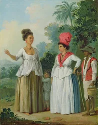 Donne di colore delle Indie Occidentali, con un bambino e un servo nero, c.1780